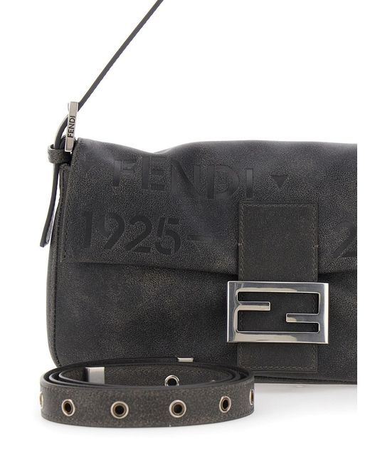Fendi Black Baguette 26424 Vitello Biker
