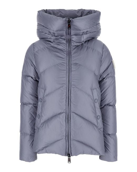 AFTER LABEL Blue 'Helsinki' Hooded Down Jacket With Logo Patch