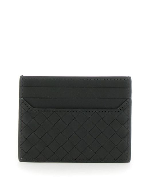 Bottega Veneta Black Card Holder With Intrecciato Motif for men