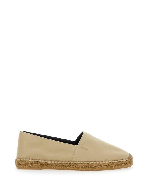 Saint Laurent Natural Espadrilles With Tonal Cassandre Embroidery On The Front And Almond Toe for men