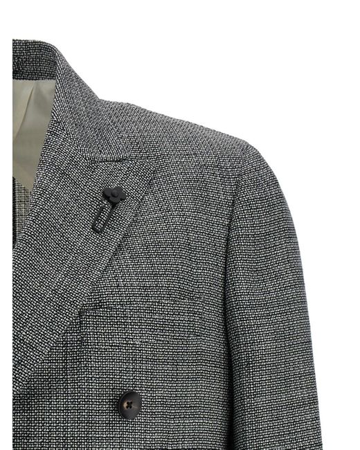 Lardini Gray Double-Breasted Blazer With Buttons for men