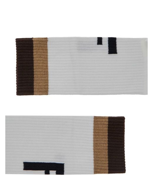 Fendi Gray Socks With Ff Logo Embroidery for men