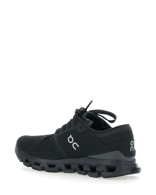 On Shoes White 'Cloud X 4' Low Top Sneaker With Drawstring Closure And Logo