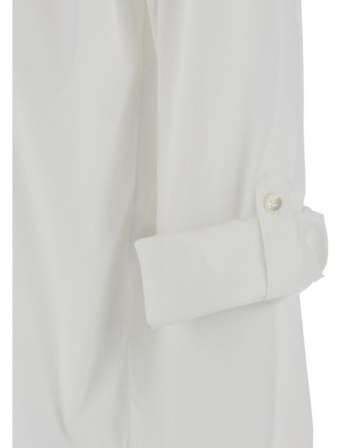 Brunello Cucinelli Gray Oversized Shirt With Monile Detail