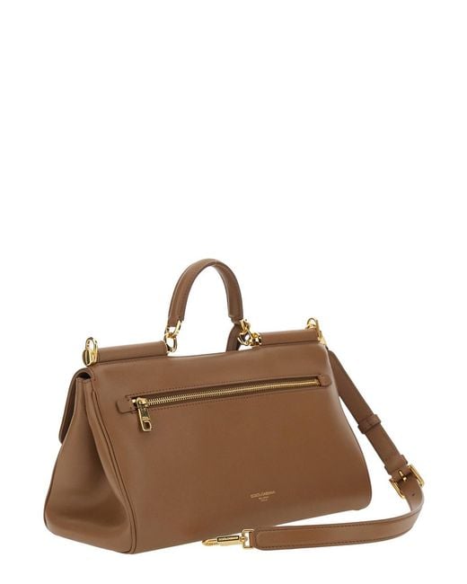 Dolce & Gabbana Brown Medium Handbag 'My Sicily' With Padlock Detail A