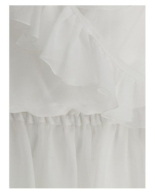 Blusa Crop Con Ruches Bianca di Dolce & Gabbana in White