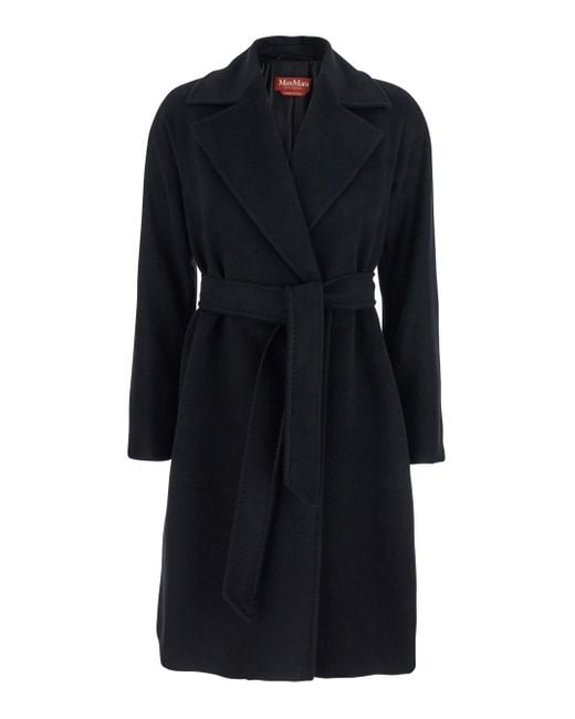 Max Mara Blue 'Dravenna' Flared Coat With Wide Notched Revers A