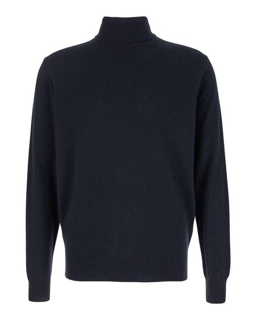 Le Plain Blue Turtleneck Sweater With Long Sleeves for men