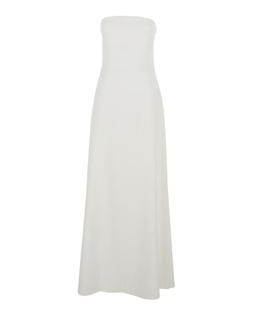 Jacquemus White Le Robe Bustier' Off-Shoulder Long Dress
