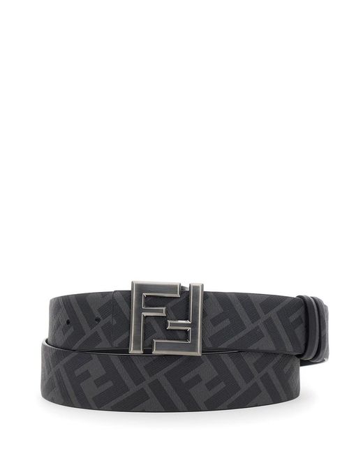 Fendi Black Reversible Belt With Ff Buckle for men