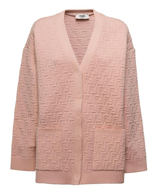 Fendi Synthetic Woman's Viscose And Cotton Ff Cardigan in Pink Lyst UK