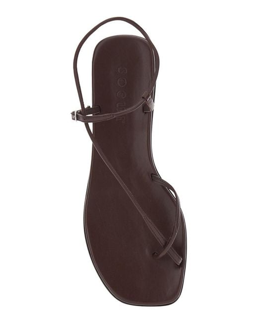 Soeur White Leather Sandals With Logo Imprinted On Insole For