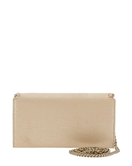 Stella McCartney Natural 'Falabella' Colored Crossbody Bag With Chain-Link Shoulder Strap And Logo Pendant On The Front