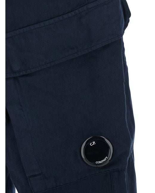 C P Company Blue Pants With Elasticated Waist And A Cargo Pocket for men
