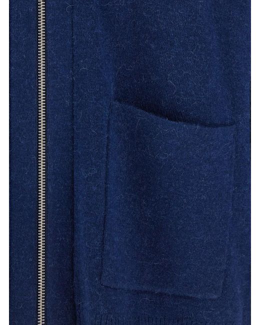 J.W. Anderson Blue Cardigan With V Neck And And Front Zip Closure for men