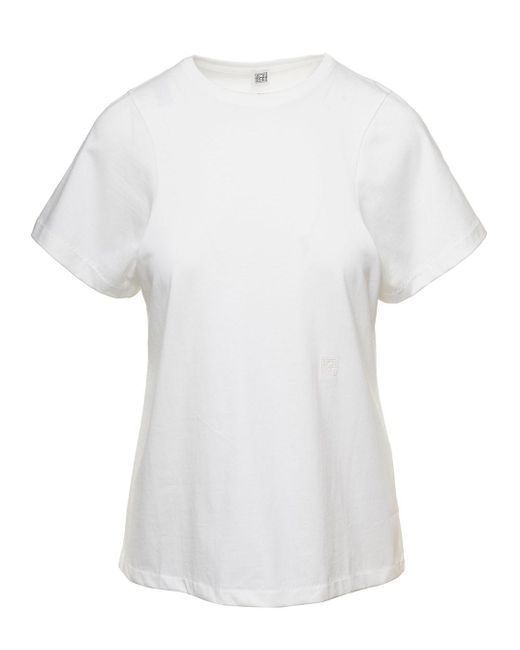 T-Shirt Con Cuciture Curve di Totême  in White
