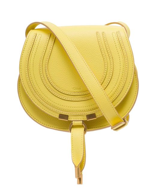 Chloé Yellow 'small Marcie' Saddle Bag In Leather Woman