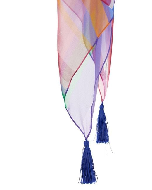 Etro Blue Cape With All-Over Print And Tassel Details