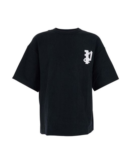 Purple Brand Black Crewneck T-Shirt With Logo On Front And Rear for men