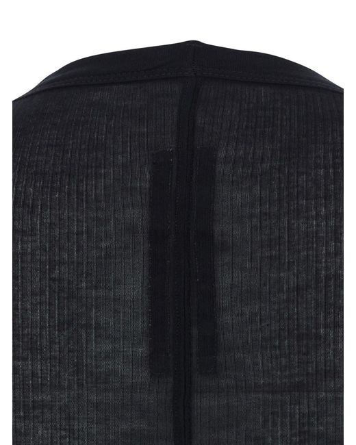 Rick Owens Black T-Shirt With Ribbed Design And Round Neck