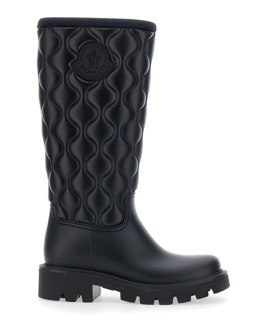 Moncler Black Quilted Rain Boots