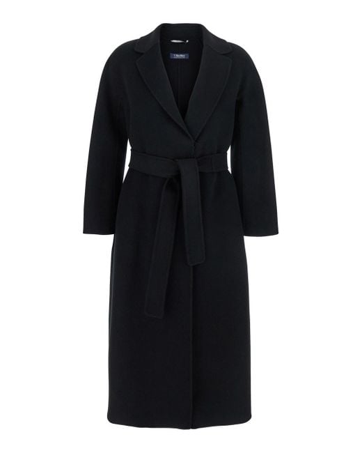 Max Mara Black 'S Maxmara 'Esturia' Coat With Notched Revers And Kimono Sleeves