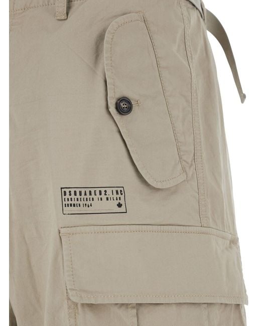 DSquared² Gray Shorts With Wide Leg And Four Flap Pockets With Buttons for men