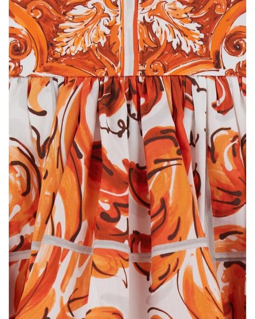 Dolce & Gabbana Red Short Skirt Majolica Print Cotton