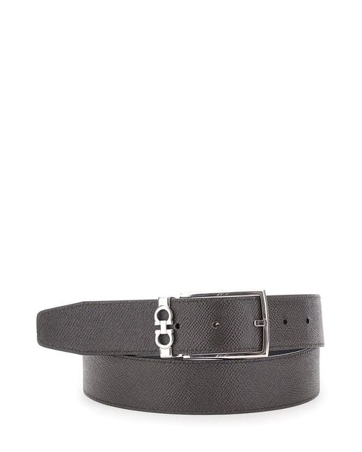 Ferragamo Gray Reversible Belt With Gancini Buckle Belt for men