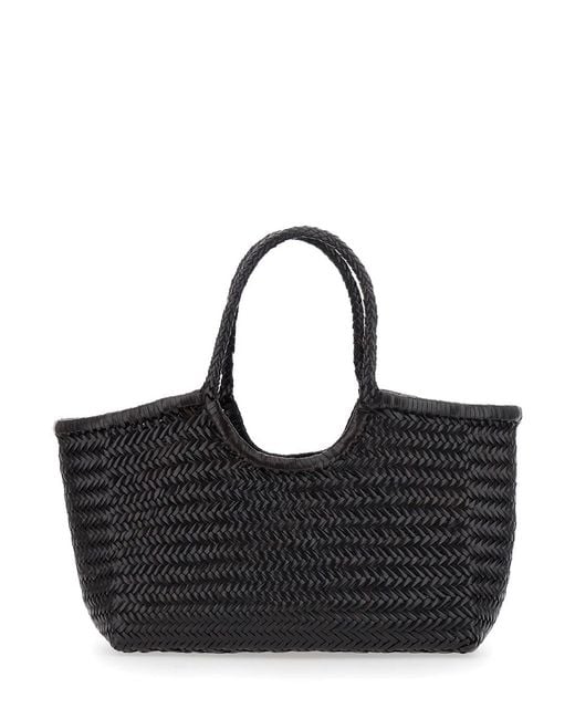 Dragon Diffusion Black Shopping Bag With Two Top Handles An Intertwine