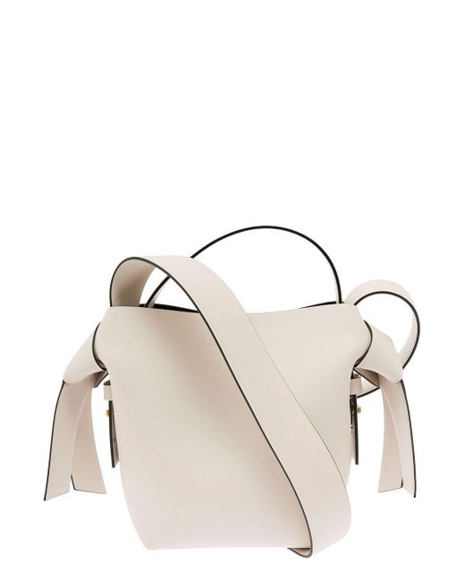 Acne White Musubi Mini Leather Crossbody Bag Acne