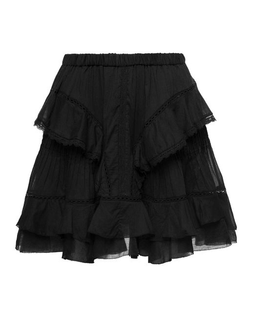 Étoile Isabel Marant Black Moana Ruffled Miniskirt In Cotton Woman