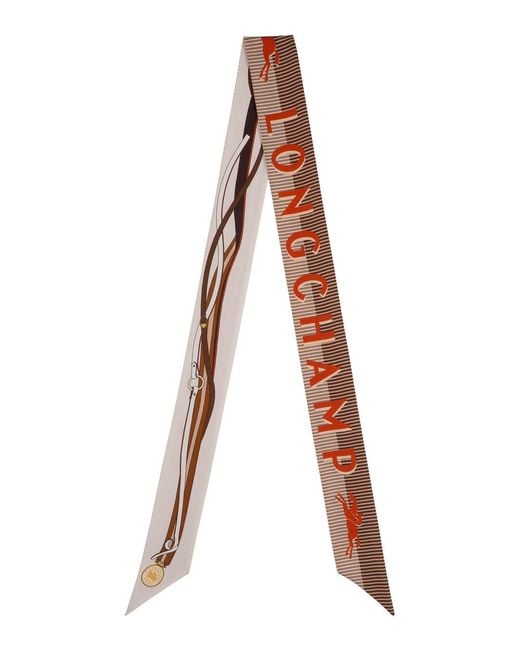 Longchamp Natural Scarf With Logo Lettering Print