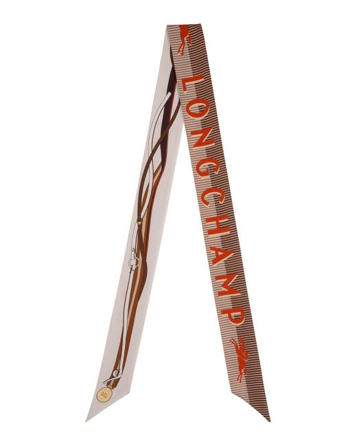 Longchamp Scarf With Logo Lettering Print in Natural | Lyst UK