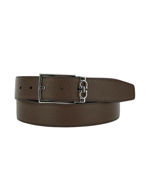 Ferragamo Brown Belt With Gancini Detail In Leather Man for men