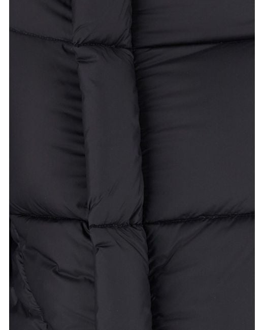 Rick Owens Black Down Jacket With High Collar And Off-Center Zip Closu