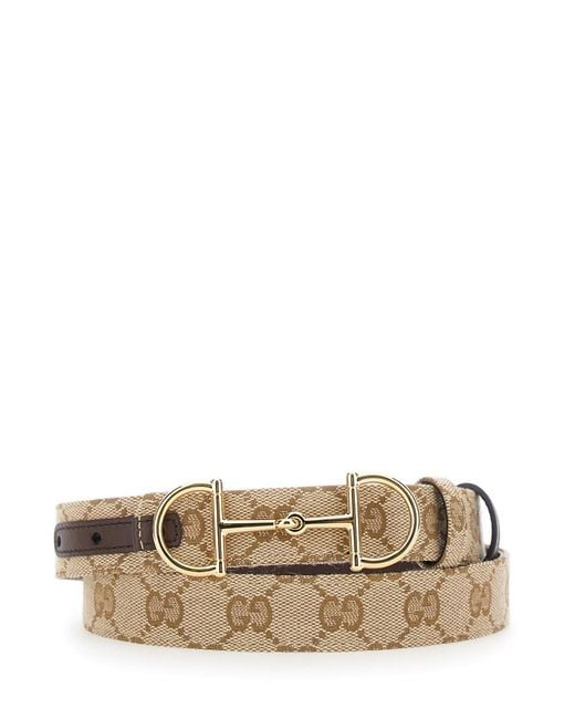 Gucci Natural Reversible Belt With Horsebit Buckle