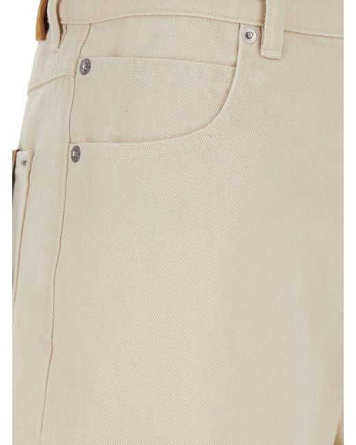 Bottega Veneta Natural Jeans With Cuffs On The Edges And Removable Patch With Hare On The Back