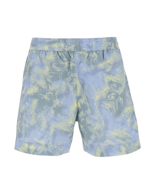 Maison Kitsuné Blue Swim Shorts With Elasticated Waist And All-O for men