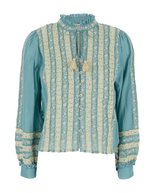 Sea Blue Shirt Kristen Cotton