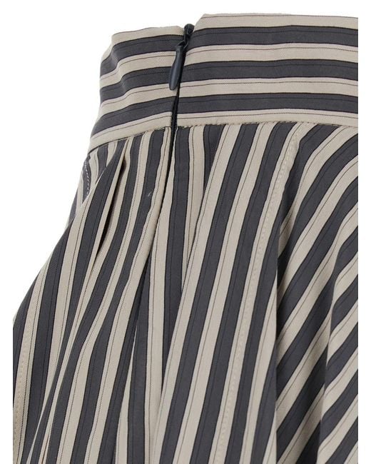 Tela Gray "Asymmetrical" Skirt With Striped Viscose For