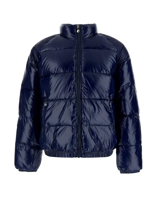 Pyrenex Blue Down Jacket With Fixed Hood And Front Zip Closure