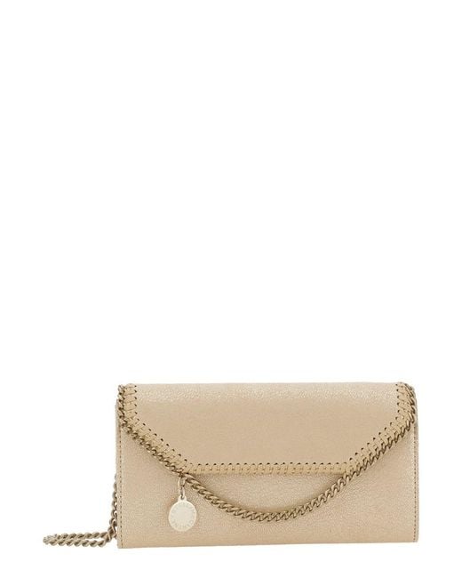 Stella McCartney Natural 'Falabella' Colored Crossbody Bag With Chain-Link Shoulder Strap And Logo Pendant On The Front