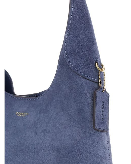 COACH Blue 'Brooklyn' Shoulder Bag With Magnetic Closure And Logo Deta
