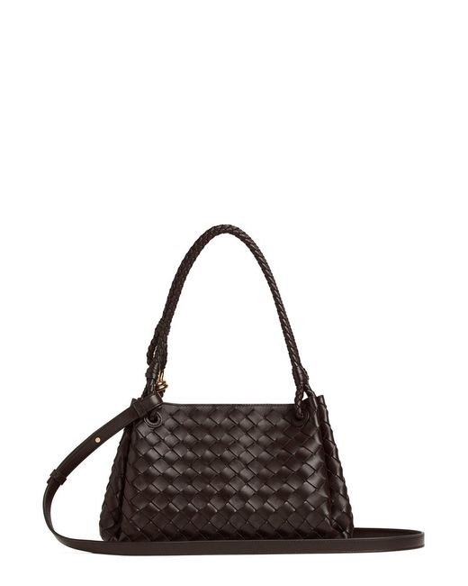 Bottega Veneta Black Shoulder Bag 'Parachutte' With Knot Detail And Intreccio Motif