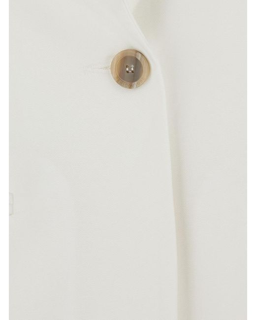 Semicouture White Single-Breasted Jacket With Notched Revers