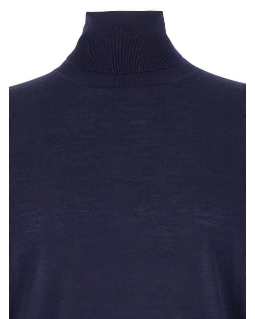 Le Plain Blue Turtleneck With Ribbed Details for men
