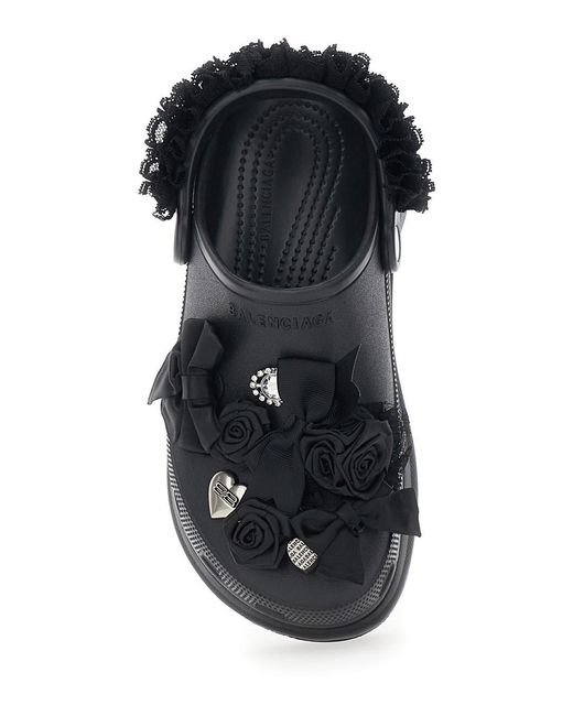 Balenciaga Black 'Jibbitz X Crocs' Mule With Logo Plaque And Applications