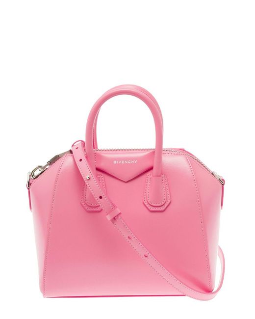 Givenchy Pink Mini Antigona Crossbody Bag In Leather Woman