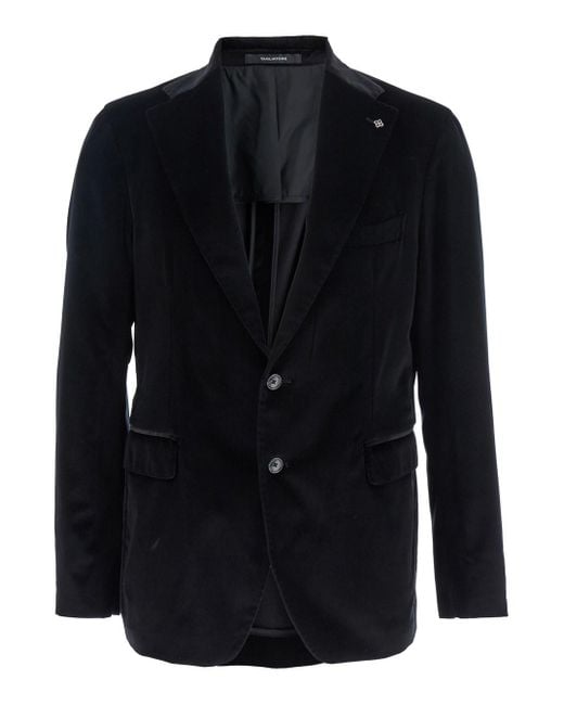 Tagliatore Blue Single-Breasted Jacket With Notched Revers for men